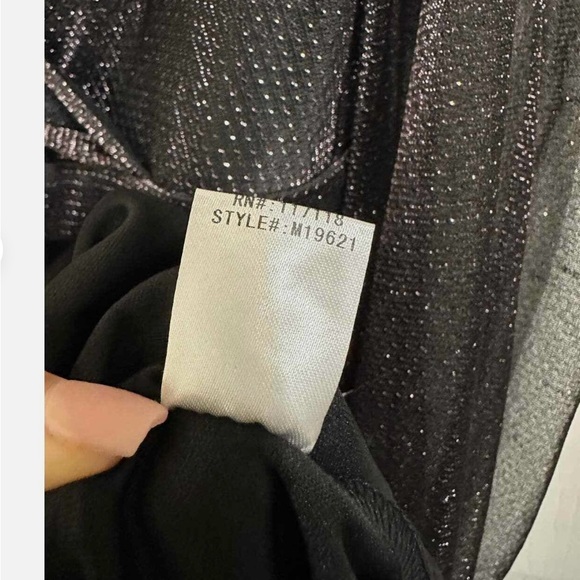 SOIEBLU Gown Elegant Navy Chiffon Surplice V Neck Balloon L/S NWT Sz M L - Picture 8 of 15